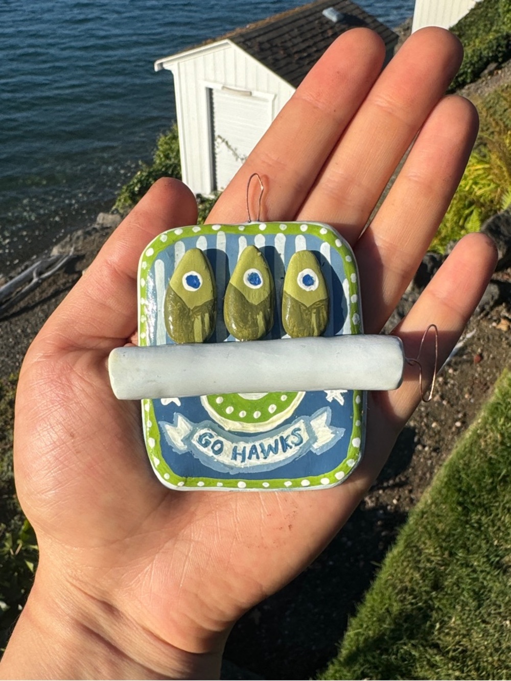 Seahawks Sardine Ornament - Handmade Clay Christmas Ornament